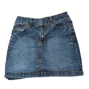 Tommy Hilfiger Womens Denim Mini Skirt Size 2 Classic Fit Blue Jean Casual